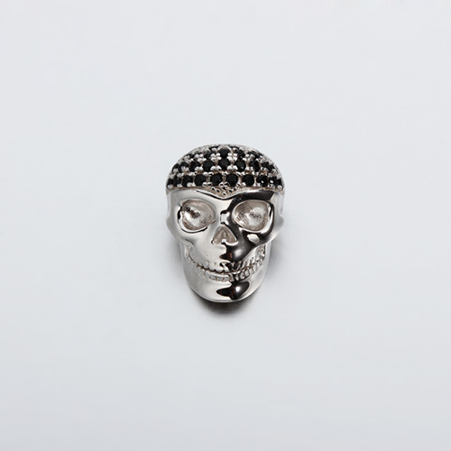 925 sterling silver cz skull slider bead
