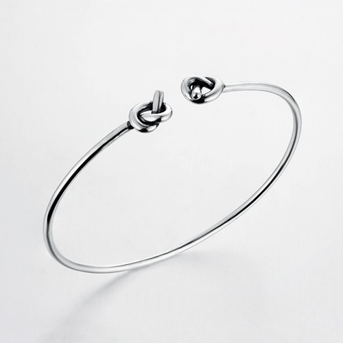 925 sterling silver minimalist adjustable knot bangle