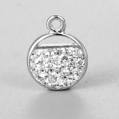 925 sterling silver 8mm round clay enamel pendant