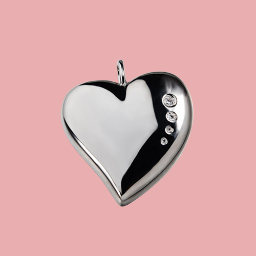 925 sterling silver double side heart pendant