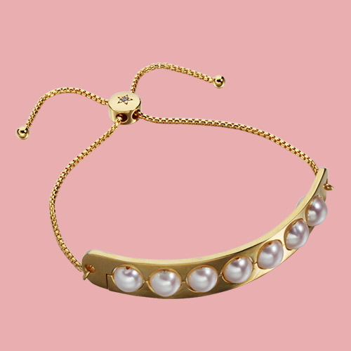 925 sterling silver pearls slider adjustable bracelet