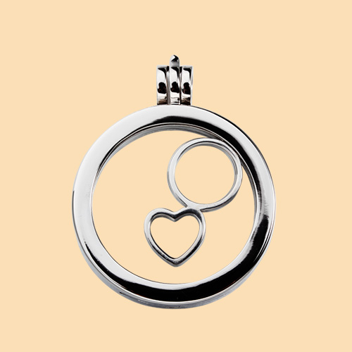 925 sterling silver round and heart glass locket