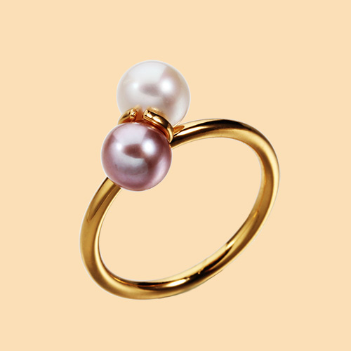 925 sterling silver douple round pearls rings