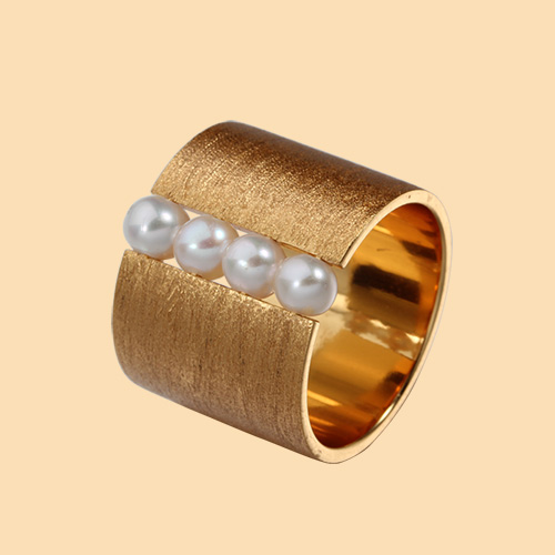 925 sterling silver brushed pearls wide band rings