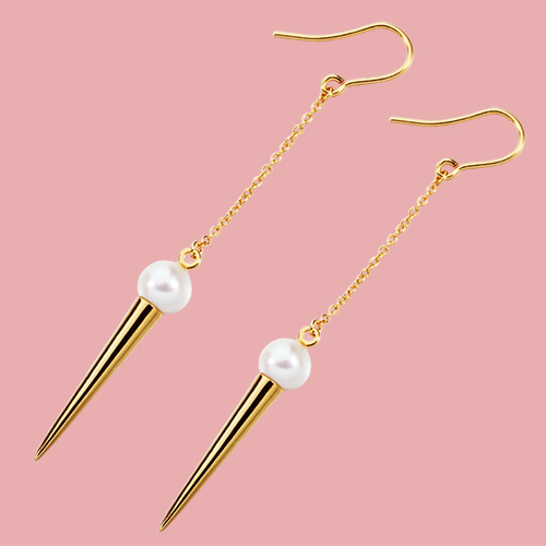 925 sterling silver pearl minimalist long drop earrings