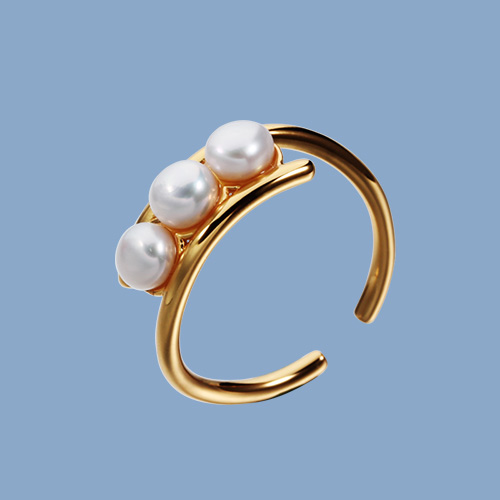 925 sterling silver three pearls open rings