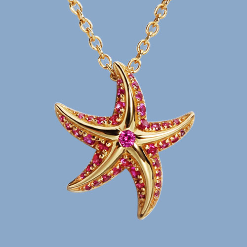 925 sterling silver cz starfish pendant