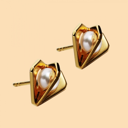 925 sterling silver diamond pearl cage stud earrings