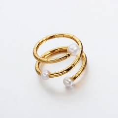 925 sterling silver pearl bamboo split rings
