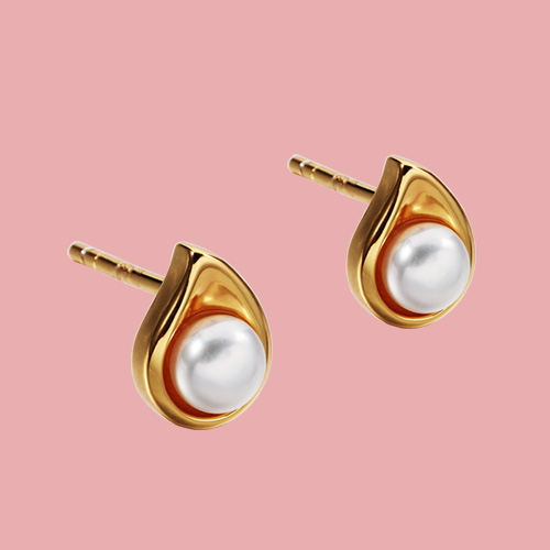 925 sterling silver teardrop shape pearl stud earrings
