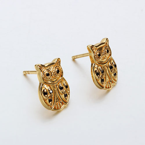 925 sterling silver gemstone owl earrings