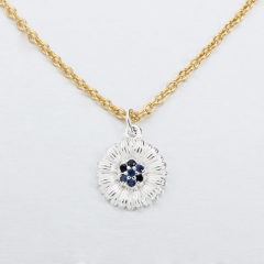 925 sterling silver gemstone flower necklace