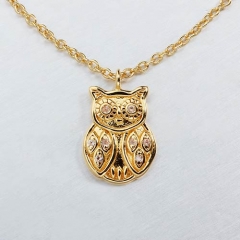 925 sterling silver gemstone owl necklace