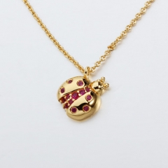 925 sterling silver gemstone ladybug necklace