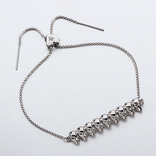925 sterling silver skulls heart sliding bead bracelet