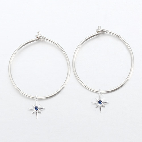 925 sterling silver north star minimalist hoop earrings