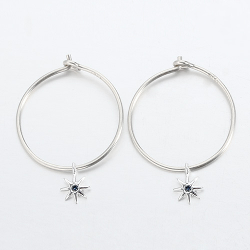 925 sterling silver minimalist star hoop earrings