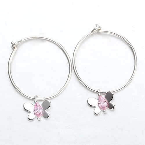 925 sterling silver butterfly minimalist hoop earrings