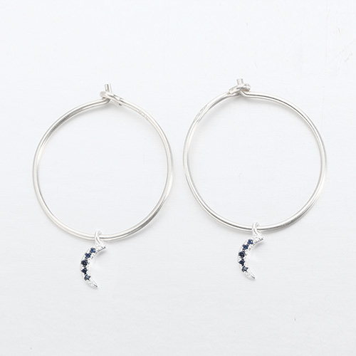 925 sterling silver cz moon minimalist hoop earrings
