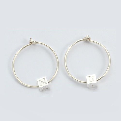 925 sterling silver letter minimalist hoop earrings