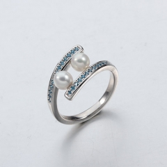 925 sterling silver pearls cz rings