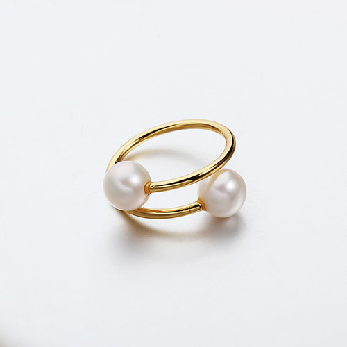925 sterling silver round pearl adjustable rings