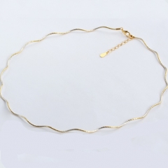 Sterling silver two-tone minimalist wave necklace