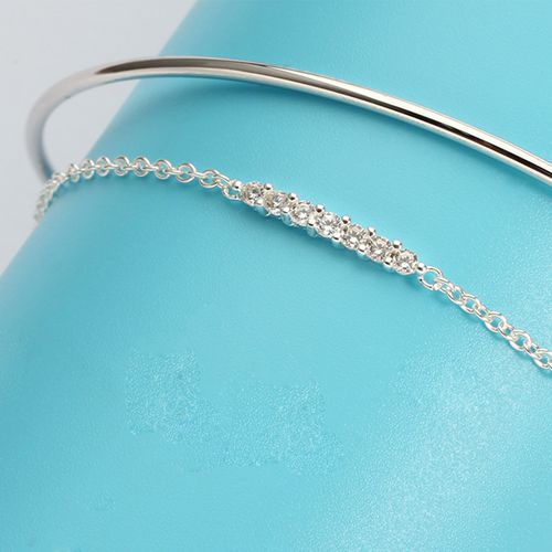 925 sterling silver cubic zirconia charm bangle