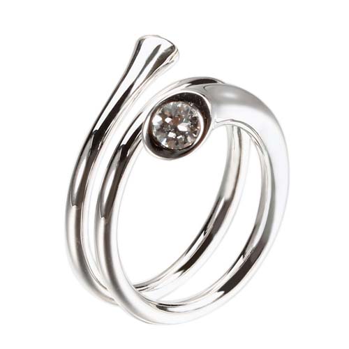 925 sterling silver crystal layered adjustable ring
