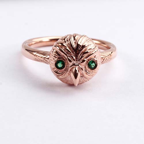 925 sterling silver cz animal owl ring