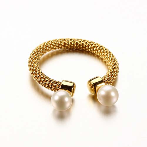 925 sterling silver pearl mesh adjustable ring