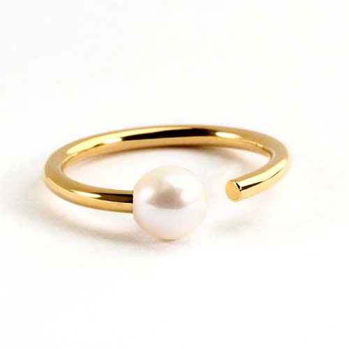 925 sterling silver minimalist pearl open ring