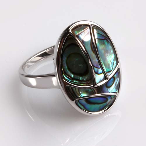 925 sterling silver abalone shell ring