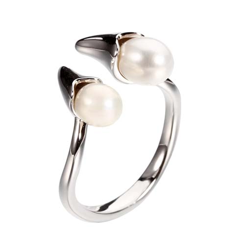 925 sterling silver pearls adjustable ring