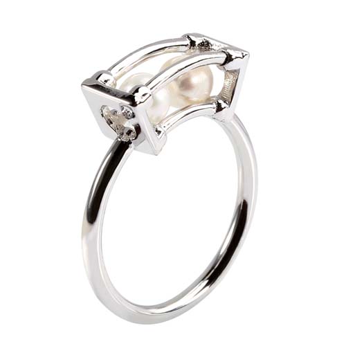 Wholesale 925 sterling silver double pearl ring