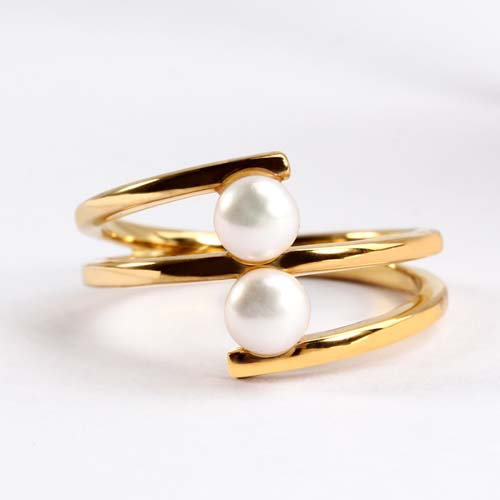 Wholesale 925 sterling silver pearls layered ring