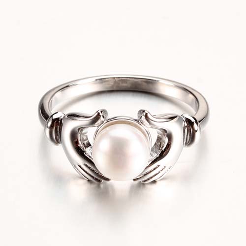 Wholesale 925 sterling silver pearl hand ring