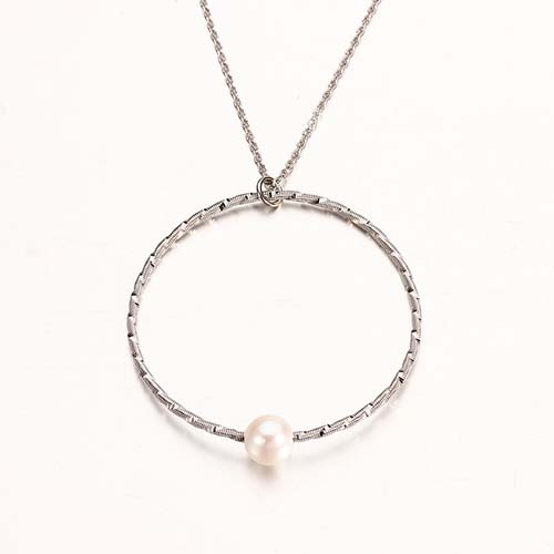 925 sterling silver minimalist pearl circle pendant