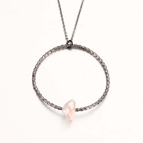 925 sterling silver pearl flexible ring pendant