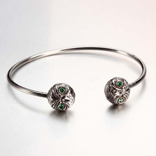 925 sterling silver cz owl cuff bracelet bangle