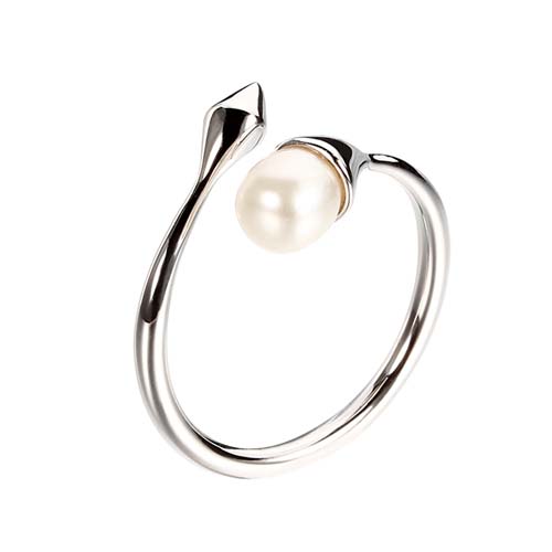 925 sterling silver pearl spike adjustable ring