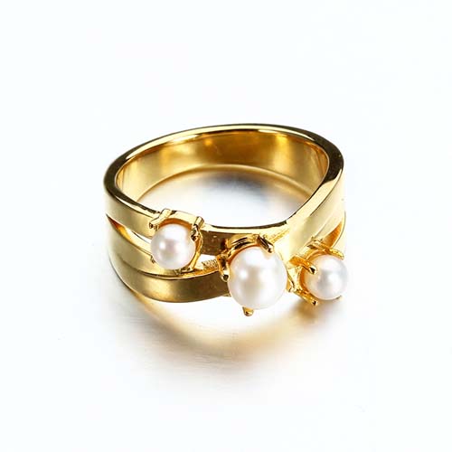 925 sterling silver pearls wide band ring
