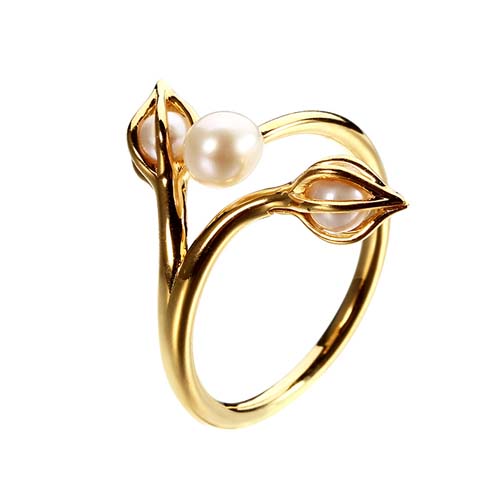 925 sterling silver pearl bud split design ring