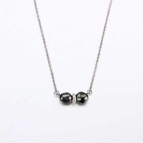 925 sterling silver Tahiti black pearl necklace
