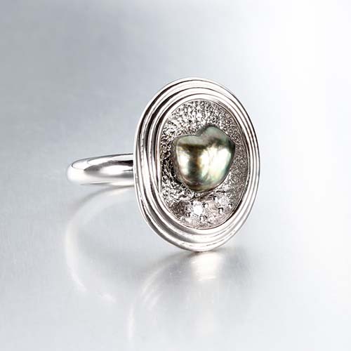 925 sterling silver Tahiti pearl cz ring