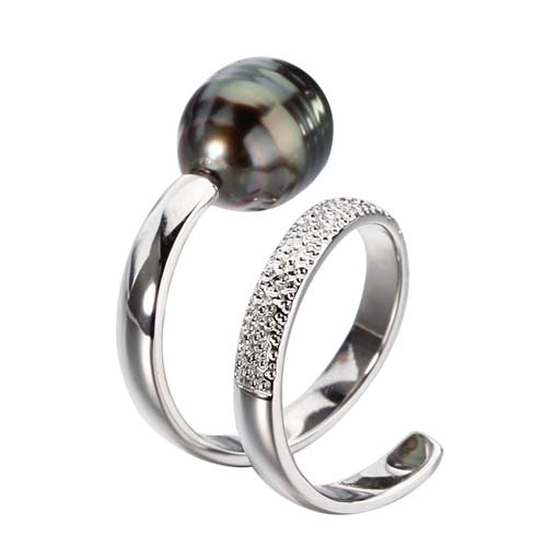 925 sterling silver spiral Keshi pearl ring