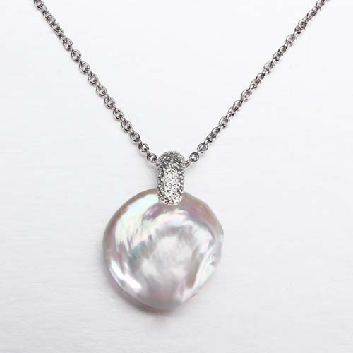 Baroque pearl 925 silver hammered bail pendant