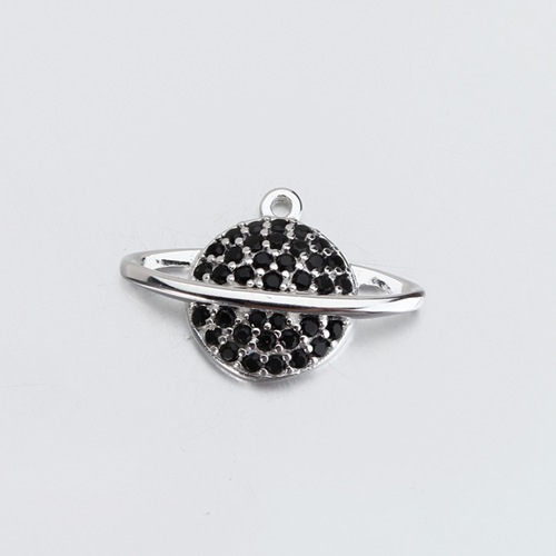 925 sterling silver zircon pave planet charm