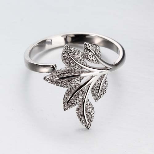 925 sterling silver hammer leaf ring