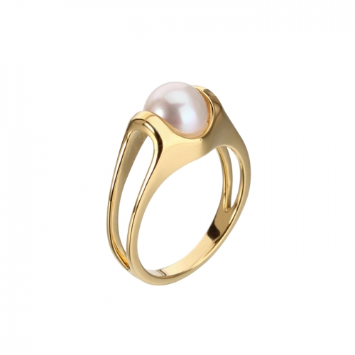 Renfook 925 sterling silver freshwater pearl ring for women